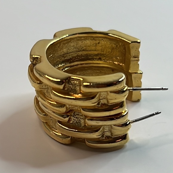 Vintage Givenchy Chunky Cuff Partial Hoop Pierced Earrings - Picture 5 of 9